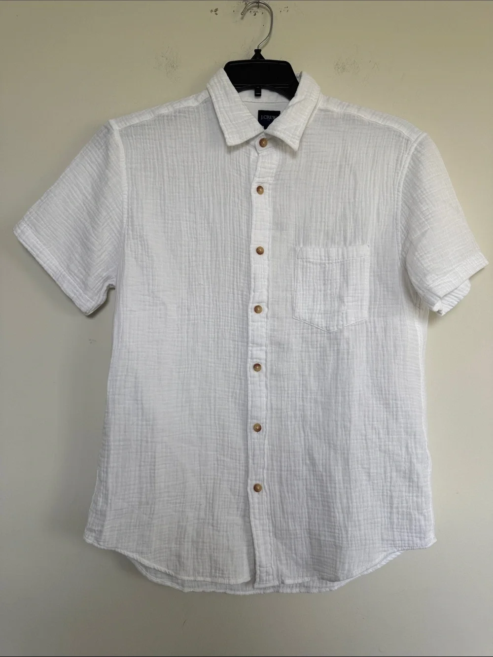 J. Crew White Short-Sleeve Gauze Button-Down Shirt